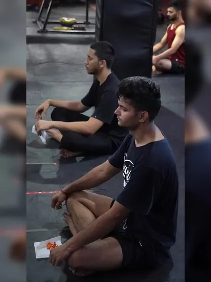 Members focusing during our yoga session. These retreats are a chance for the community to connect on a different level.