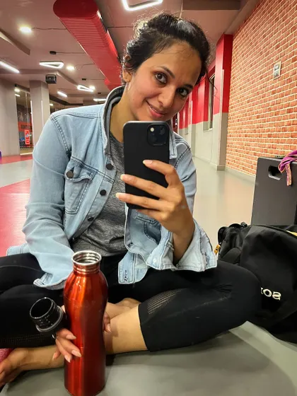 A post-class selfie. Time to rehydrate and get ready for the next one.