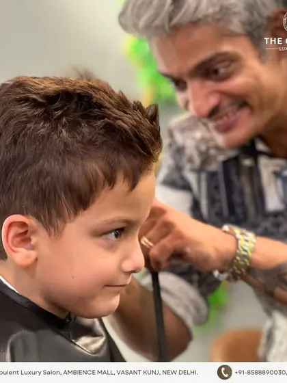 Snip, snip, hooray. A fresh new look for this handsome young man, crafted with care and precision by our expert stylist.