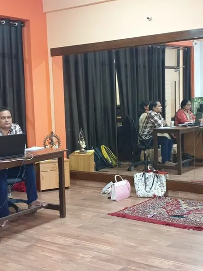 Our gurus managing the examination process from their desks within the studio.