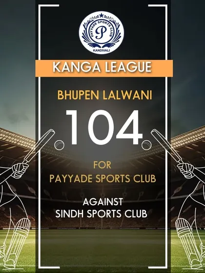 Another century for Bhupen Lalwani, who scored 104 runs for our club in a Kanga League fixture.