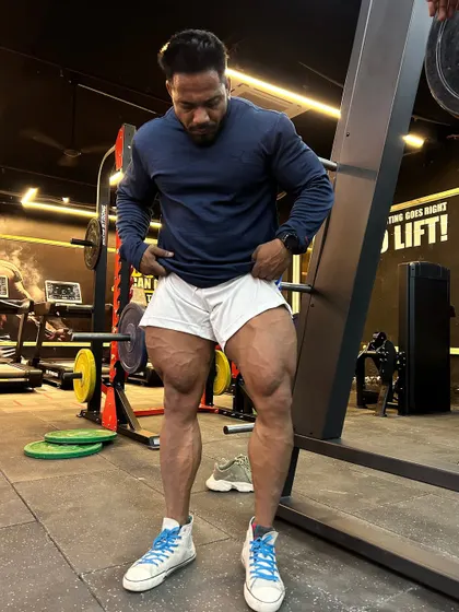 Another angle of my leg development. We train for 360-degree muscle fullness.