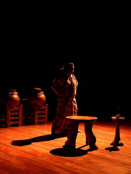 The performer of "Shaiva Koothu" during the tech run.