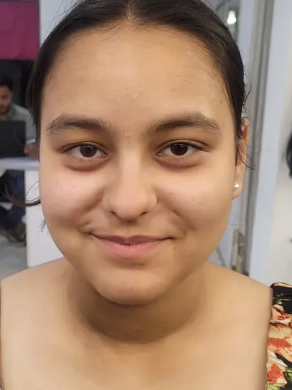 Before: My very first model, ready for a straight makeup look.