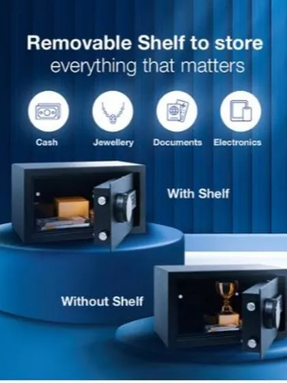 This image shows the versatile storage of the Tusker NXT series, with and without the removable shelf to accommodate different items.