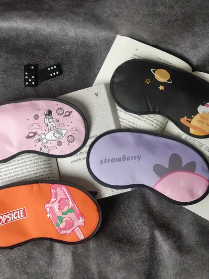 More options for my printed gel eye masks, featuring cute designs like popsicles, strawberries, and space themes. They are great for relaxation and can be used hot or cold.