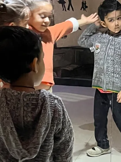 Young dancers learning choreography in my kids' class. These sessions focus on basic steps, rhythm, and expression, helping children develop their skills while having fun.