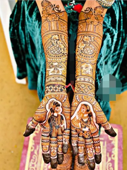 A vibrant and detailed bride and groom portrait design. The shading technique used here creates depth and makes the figures stand out beautifully.