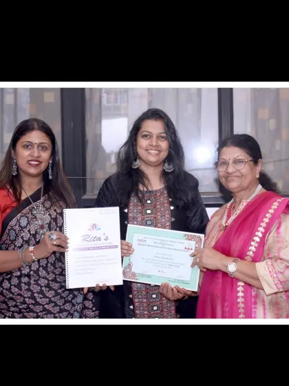 So proud to present this certificate to a deserving student. It marks her successful journey from learning basic strokes to creating advanced designs.
