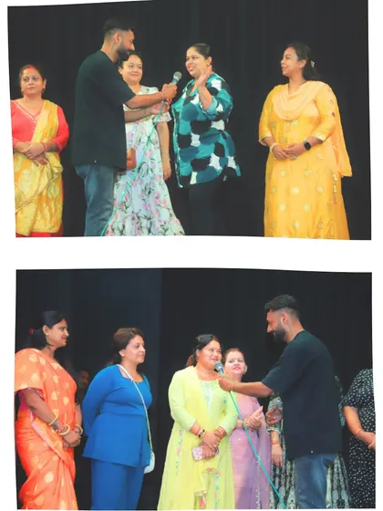 Engaging with a group of ladies on stage, making them part of the show. Audience participation is a key part of my hosting style.