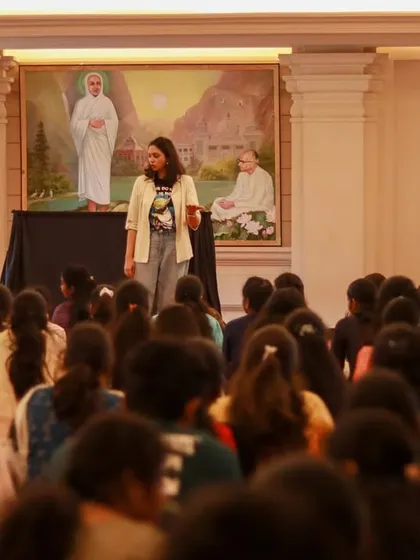 A wide shot of my storytelling session for undergraduates at Kumaraguru Yugam. It was a three-hour workshop, and the students were completely engaged, proving that everyone loves a good story.