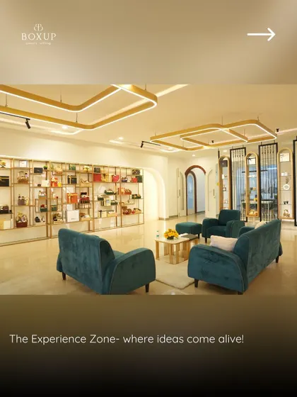 Welcome to our Experience Zone, where ideas come alive. This is the beautiful lounge area in our new office where we meet clients and brainstorm new gifting concepts.