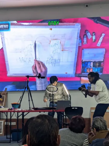 We had the opportunity to watch a live watercolor demonstration by the renowned artist Amit Kapoor. Seeing a master at work is an invaluable experience for our students.