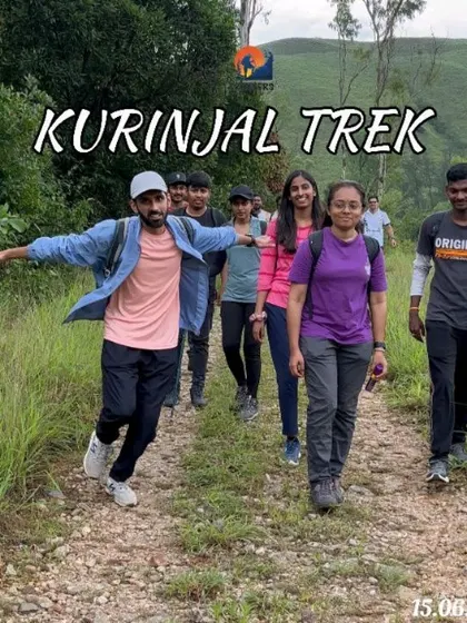 Our group walking along the trail during the Kurinjal trek, led by one of our enthusiastic trek leads.