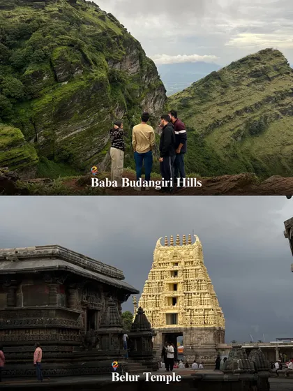 Exploring the Baba Budangiri Hills and the magnificent Belur Temple on our Chikmagalur trip, a perfect blend of nature and Hoysala architecture.