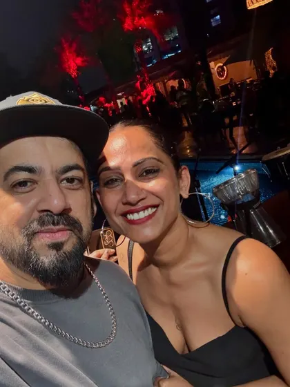 A selfie with a friend at the Halloween Sundowner at JW Marriott. The poolside setting was perfect for the spooky theme.