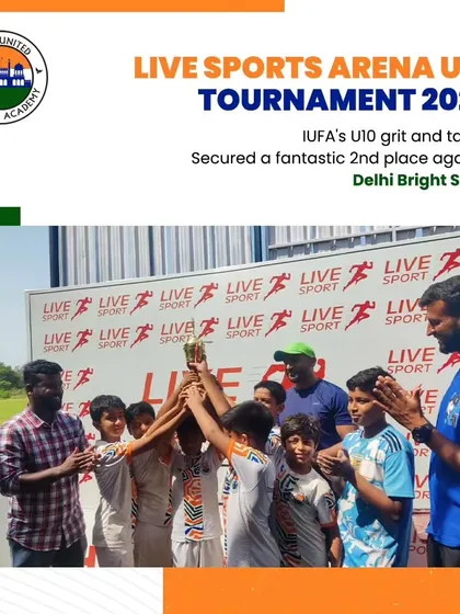 Celebrating our U10 team's fantastic 2nd place finish at the Live Sports Arena Tournament 2023. A result of grit and talent.