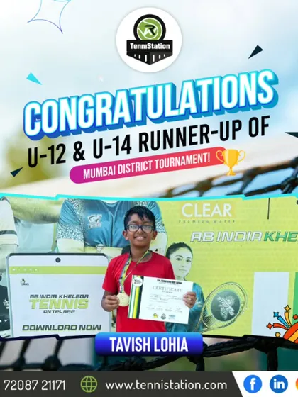 Tavish Lohia showed incredible grit, securing the Runner-Up position in both the U-12 and U-14 categories at the Mumbai District Tournament. His determination to compete across age groups is commendable.