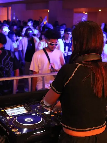 My view of the dance floor at The Lalit Bangalore. Seeing a crowd fully engaged and moving together is what it's all about.