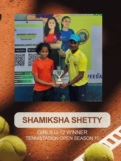 A smashing victory for Shamiksha Shetty, conquering the U-12 Girls TenniStation Open Tournament in Season 11.