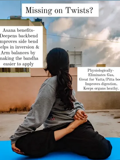 Don't forget your twists. Poses like Bharadvajasana are key for spinal health, digestion, and preparing the body for deeper backbends and arm balances.