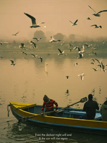 A boat on the Yamuna Ghat surrounded by seagulls at dawn. This is a classic Delhi scene, and I focused on capturing the movement and atmosphere of the misty morning.
