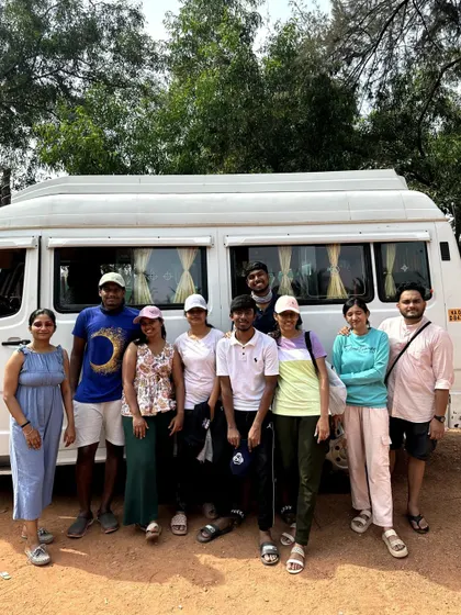 Our group with the traveler van that takes us on our Gokarna adventures.