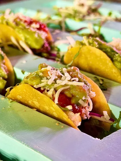 A fiesta of flavour in every bite. Our vegetarian tacos are loaded with seasoned fillings, fresh salsa, and creamy guacamole, served in a crispy shell for the perfect crunch.