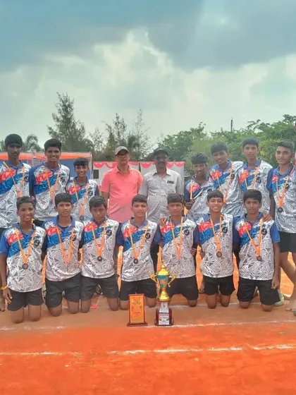 Our U-17 team after securing third place at the state-level school Kho-Kho competition in Beed.