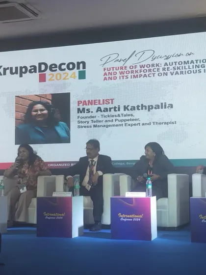 On stage as a panelist at the KrupaDecon 2024 conference. It was a great opportunity to discuss my work and the importance of creativity and storytelling.
