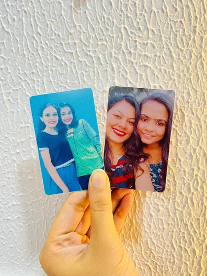 Here are two examples of my photo print wallet cards. You just send me your favorite picture, and I'll turn it into a durable, credit-card-sized keepsake.