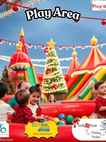 No party is complete without a play area! This image showcases the festive inflatable play zone at our Christmas event, ensuring fun for even the youngest guests.