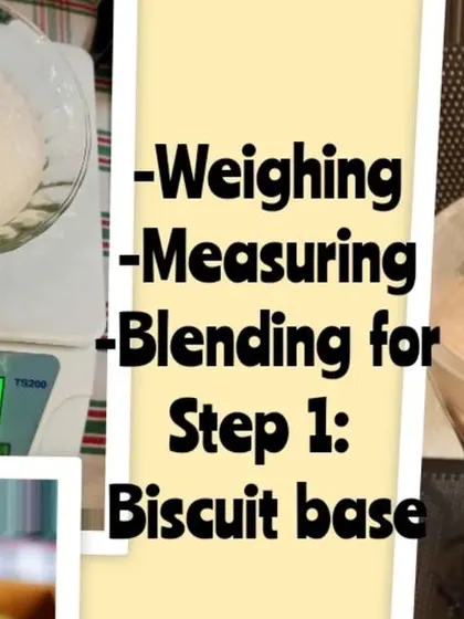 Learning about weights and measures is part of the fun. Here, we are weighing sugar and blending ingredients for the biscuit base of our mango cheesecake, integrating math and science into cooking.