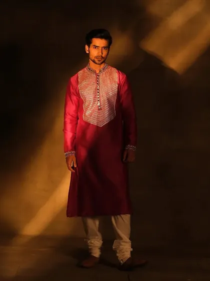 For this Nayantaara look, the grooming is sharp and sophisticated. I focused on creating a clean complexion and defined features to match the formal, embroidered kurta.