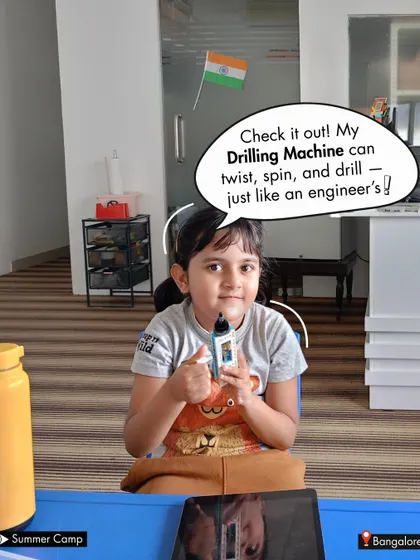 "Check it out! My Drilling Machine can twist, spin, and drill - just like an engineer's!" This project gives kids a taste of real-world tools and mechanics.