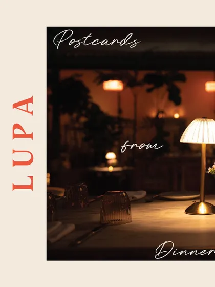 Postcards from dinner at Lupa. The soft glow of our table lamps creates an intimate and inviting atmosphere, perfect for conversation and connection.