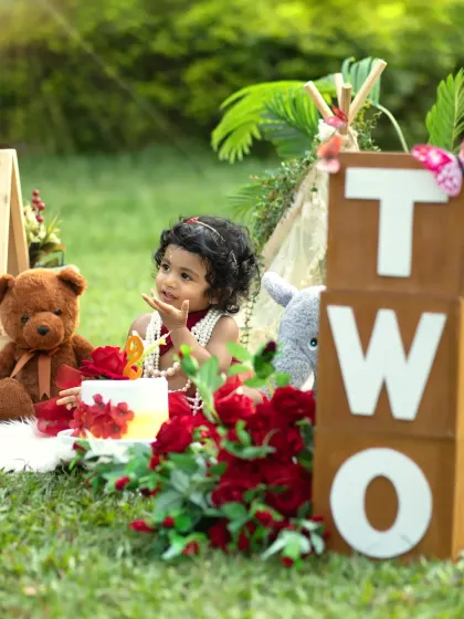 Two years old and full of personality. The wooden "TWO" blocks add a lovely rustic touch to this outdoor birthday session.