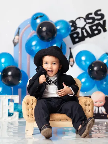 This little man is the boss! A fun 'Boss Baby' themed shoot is perfect for a one-year-old with a big personality.