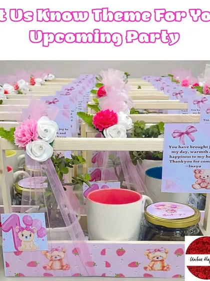 Another shot inviting clients to share their party theme for fully customized return gifts.