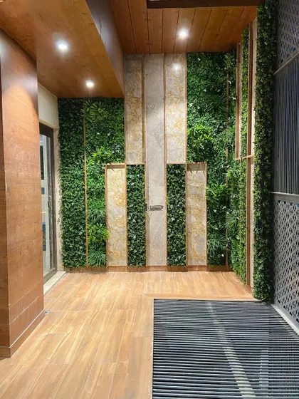 The completed balcony wall, with integrated lighting, turns the space into a stylish and modern outdoor room.