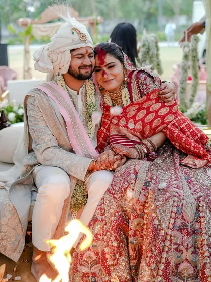 A tender moment by the sacred fire. I design the wedding space to feel intimate and personal, allowing for quiet connections even during the most public ceremonies.