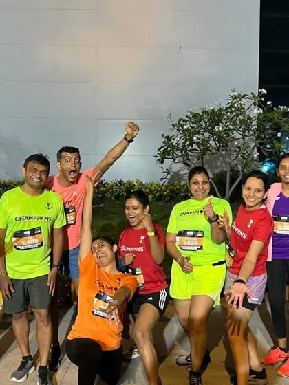 A duplicate of media 111, capturing the fun and excitement of the team after the race.