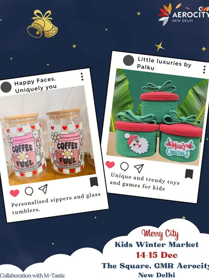 Highlighting unique gifts like personalized sippers from Happy Faces and trendy toys from Little luxuries by Palku at the kids' market.