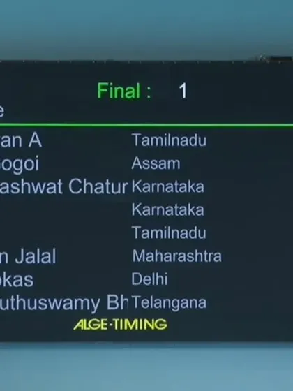 The scoreboard confirming Sharan S's dominant victory in the 400m Freestyle.