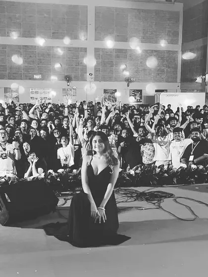 This is what it's all about. Connecting with the audience at a college festival, feeling the massive energy.