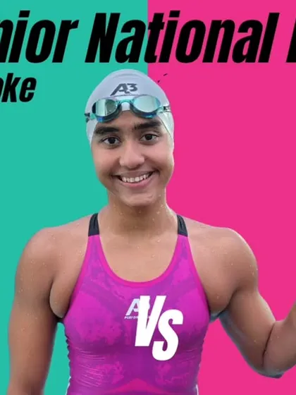 Celebrating Vihitha Nayana's new Junior National Record in the 50m Backstroke.
