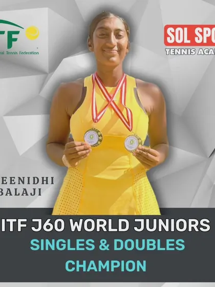 A double triumph on the world stage. We celebrate our player Sreenidhi Balaji for clinching both the singles and doubles titles at the ITF J60 World Juniors Tennis Championships, a testament to her all-round game.