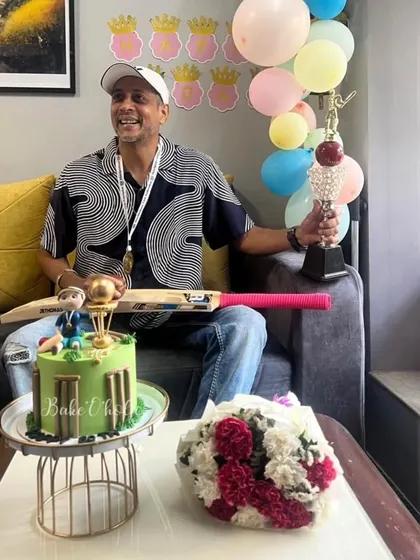 The birthday boy himself, recreating the pose from his cake! This is what it's all about, creating cakes that bring so much joy and become a part of the celebration.