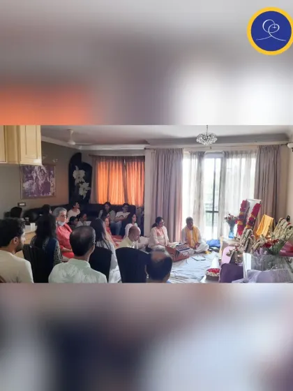A wide view of our Guru Purnima celebration, where devotees gathered to express their love and thankfulness. The room was filled with a palpable sense of reverence and joy.