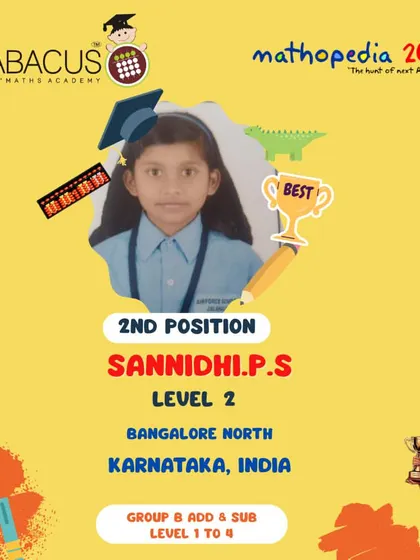 Sannidhi P S from Bangalore North, celebrating her 2nd Position achievement.